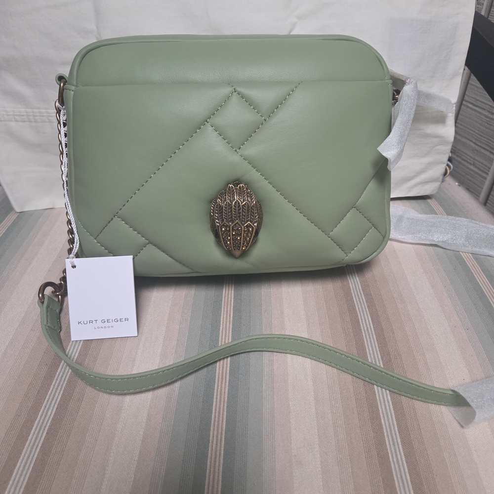 Kurt Geiger Green Quilted Crossbody Bag